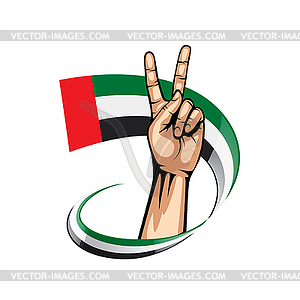 United Arab Emirates flag and hand - vector clip art