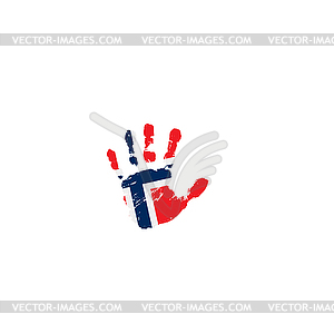 Норвегия флаг и рука - векторный клипарт / векторное изображение