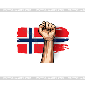 Norway flag and hand - vector image