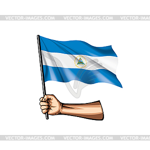 Nicaragua flag and hand - vector clipart