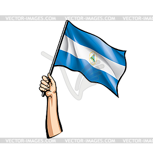 Nicaragua flag and hand - royalty-free vector image