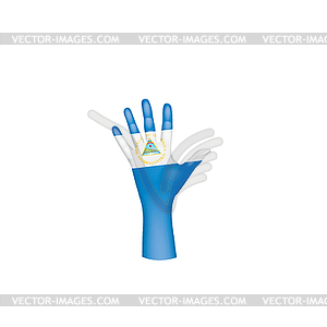 Никарагуа флаг и рука - изображение в векторном формате
