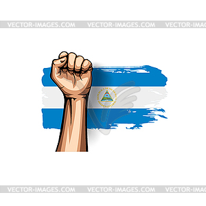 Nicaragua flag and hand - vector clipart