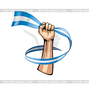 Никарагуа флаг и рука - изображение в векторном виде