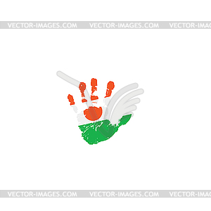 Niger flag and hand - vector image