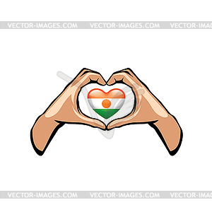 Niger flag and hand - vector EPS clipart