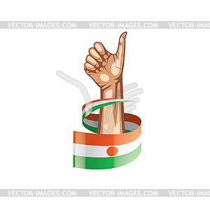 Niger flag and hand - vector image