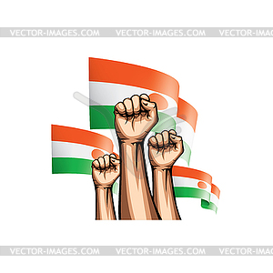 Niger flag and hand - vector EPS clipart
