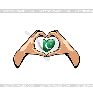 Pakistan flag and hand - vector clipart