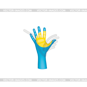 Palau flag and hand - vector image