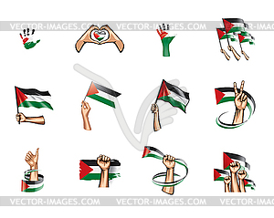 Palestine flag and hand - vector image