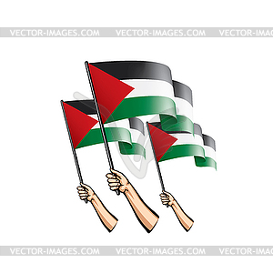 Palestine flag and hand - vector clipart