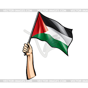 Palestine flag and hand - vector image