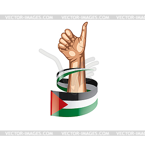 Palestine flag and hand - vector clipart