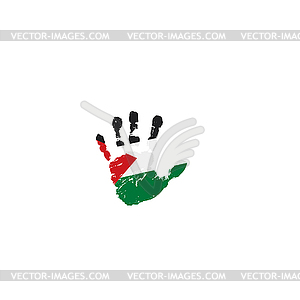 Палестинский флаг и рука - иллюстрация в векторном формате