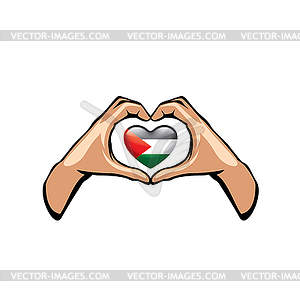 Palestine flag and hand - vector clipart