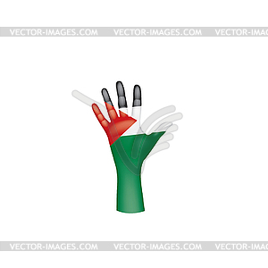 Palestine flag and hand - color vector clipart