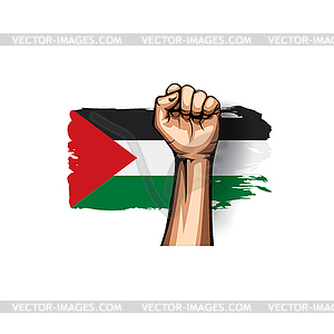 Palestine flag and hand - vector clip art