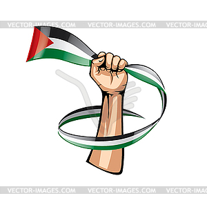 Palestine flag and hand - vector image