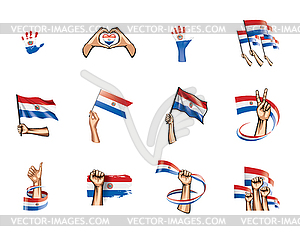 Paraguay flag and hand - vector image