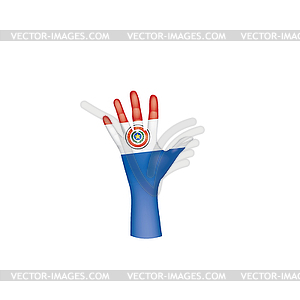 Paraguay flag and hand - vector clip art