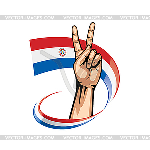 Paraguay flag and hand - vector clipart