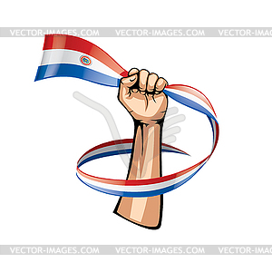 Paraguay flag and hand - vector clipart