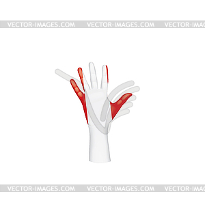 Peru flag and hand - vector clipart