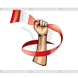 Peru flag and hand - vector clipart