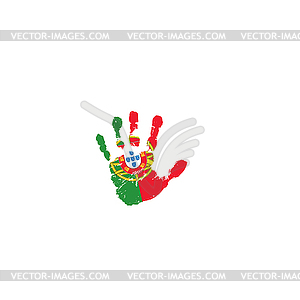 Portugal flag and hand - vector clip art