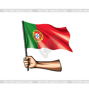 Portugal flag and hand - vector clipart