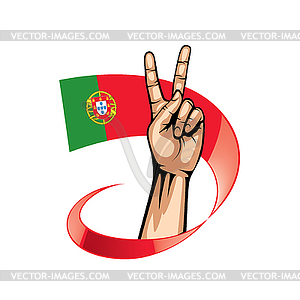 Portugal flag and hand - royalty-free vector clipart