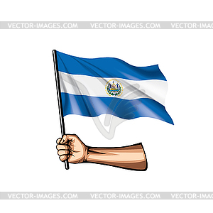 Salvador flag and hand - vector clip art