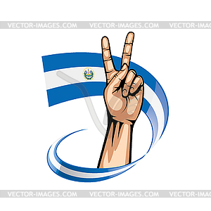 Salvador flag and hand - vector image