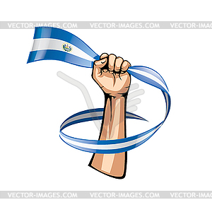 Salvador flag and hand - vector clipart / vector image