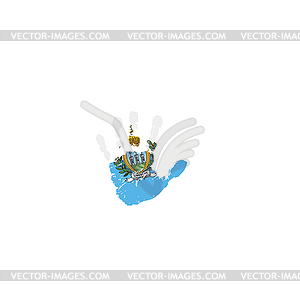 San Marino flag and hand - vector clipart