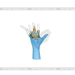 San Marino flag and hand - vector clipart