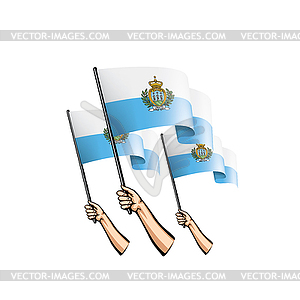 San Marino flag and hand - color vector clipart