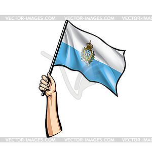 San Marino flag and hand - vector clipart