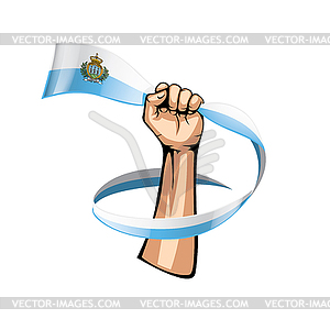 San Marino flag and hand - vector clip art