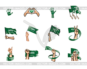 Saudi Arabia flag and hand - vector clip art