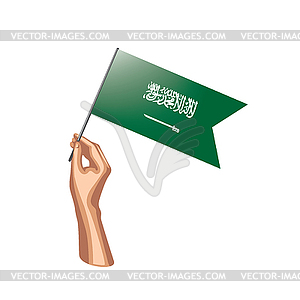 Saudi Arabia flag and hand - vector image