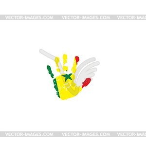 Senegal flag and hand - vector image