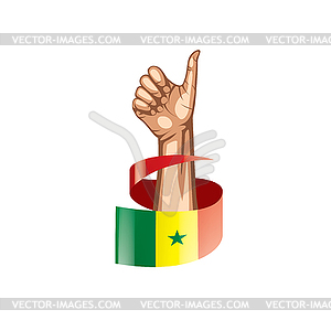 Senegal flag and hand - vector clip art