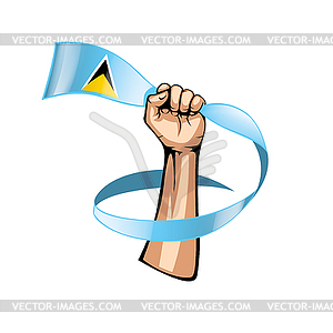 Saint Lucia flag and hand - royalty-free vector clipart