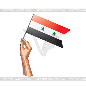 Syria flag and hand - vector image