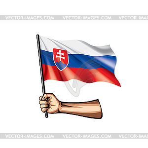 Slovakia flag and hand - vector clip art