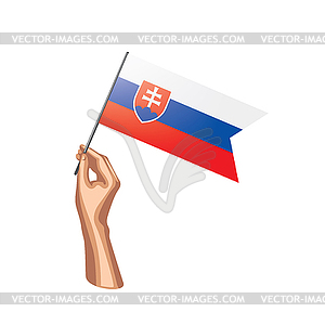 Slovakia flag and hand - royalty-free vector clipart