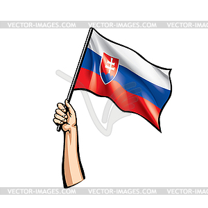 Slovakia flag and hand - vector image