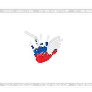 Slovenia flag and hand - vector image